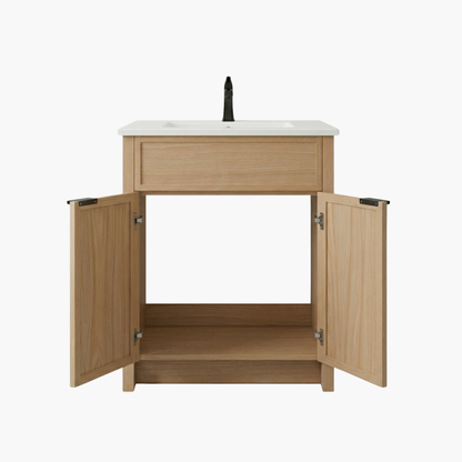 The Rosseau 30" White Oak Wood Bathroom Vanity
