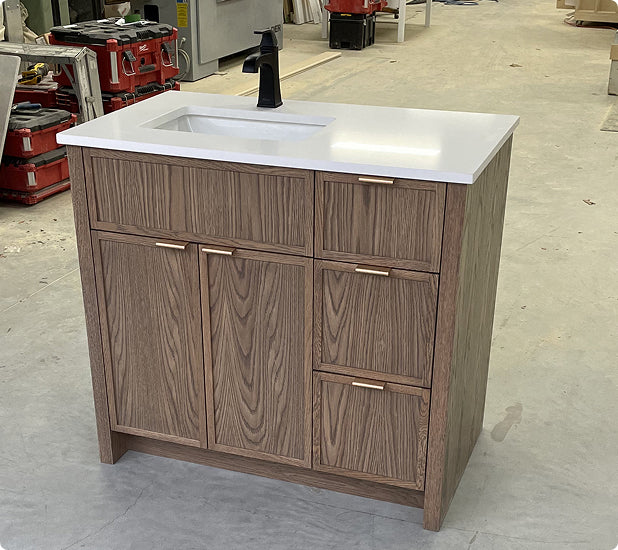 36" Rosseau Collection White Oak Wood Bathroom Vanity
