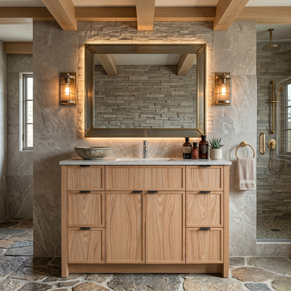 48" Rosseau Collection Bathroom Vanity White Oak Wood