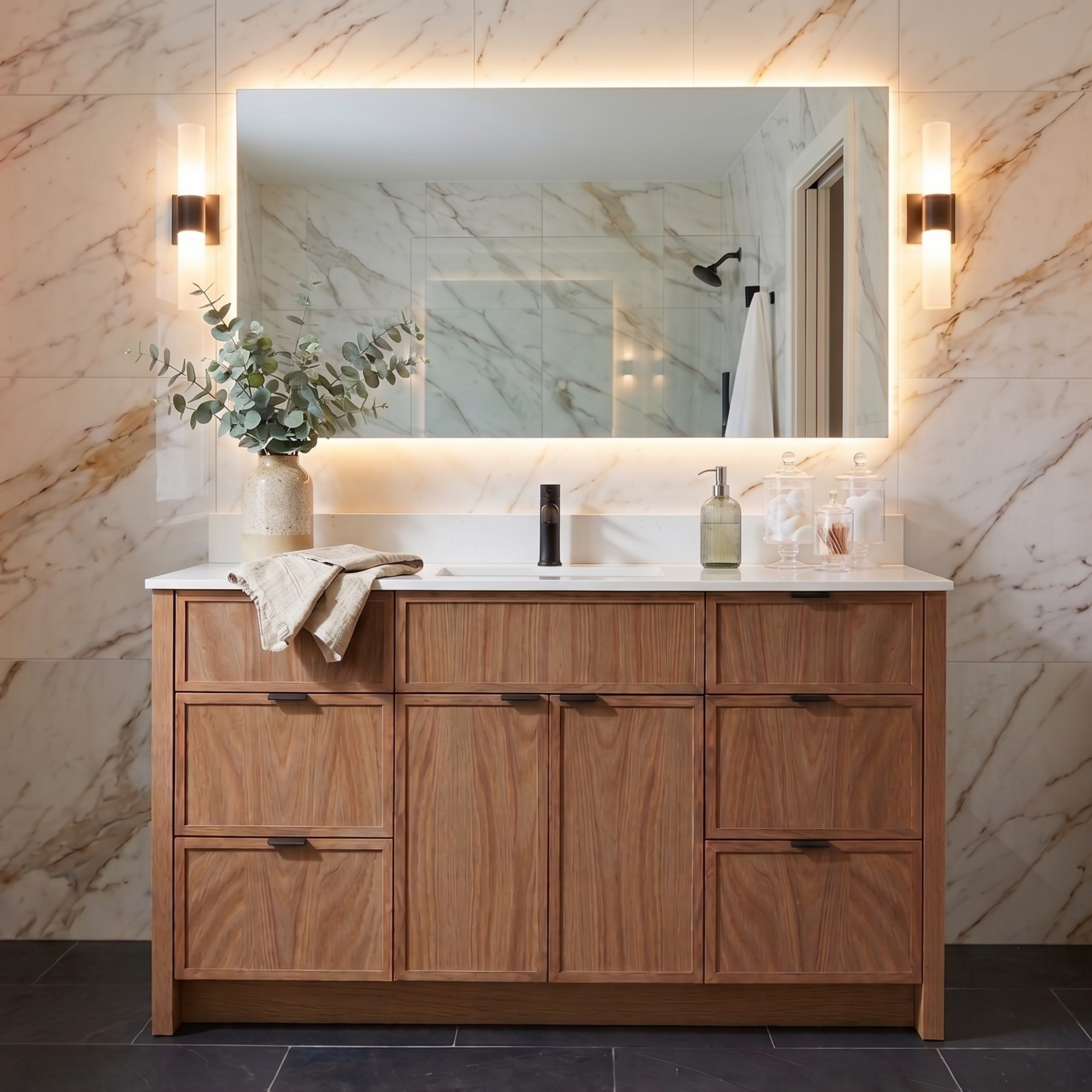 60" Rosseau Collection White Oak Wood 