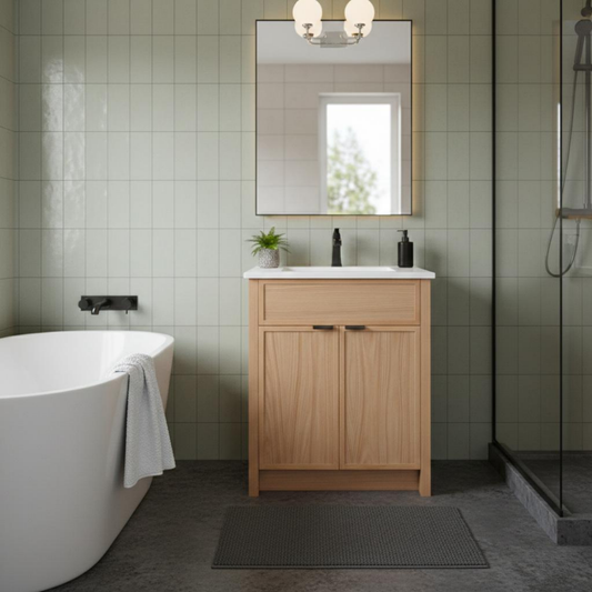 The Rosseau 30" White Oak Wood Bathroom Vanity