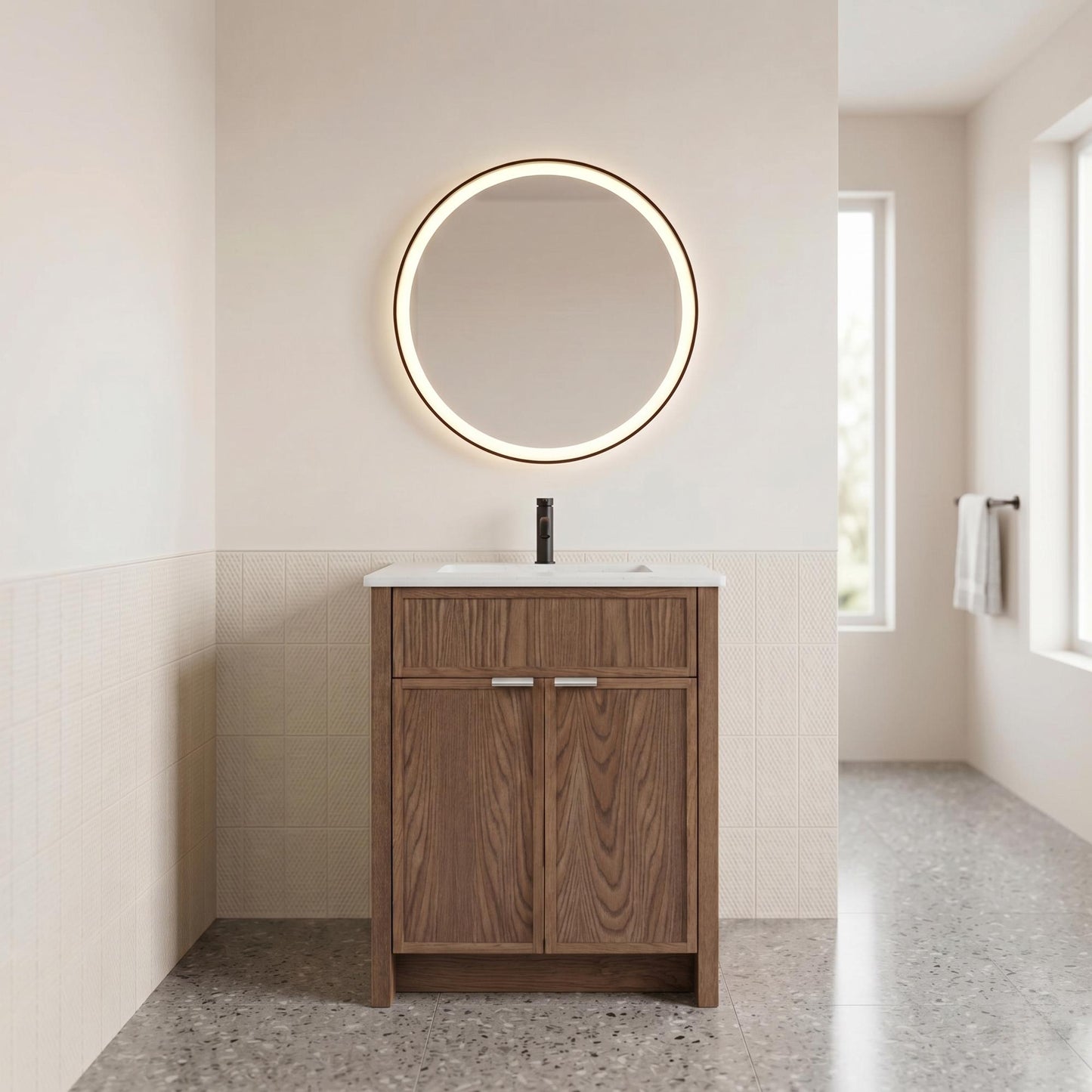 The Rosseau 30" White Oak Wood Bathroom Vanity