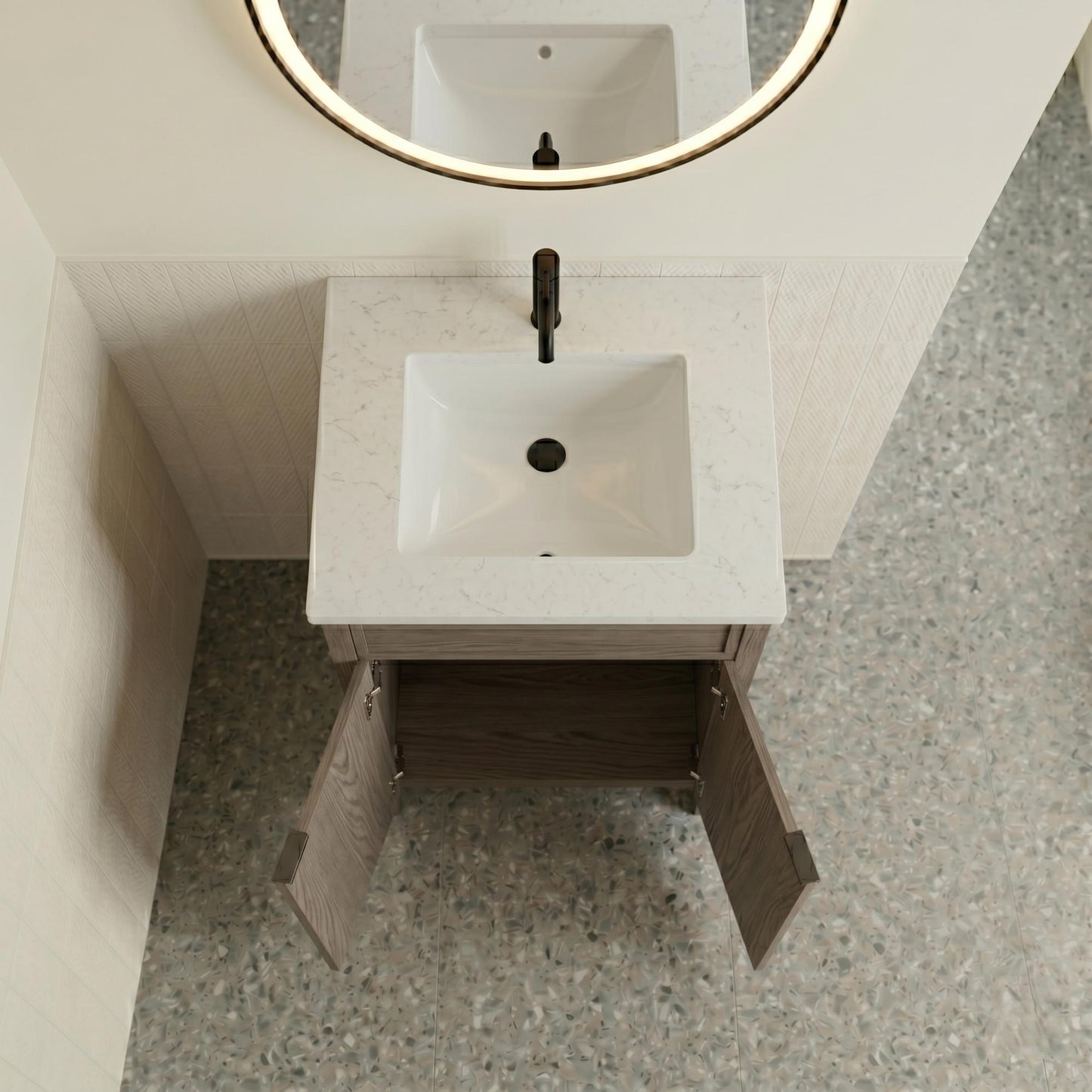 The Rosseau 30" White Oak Wood Bathroom Vanity