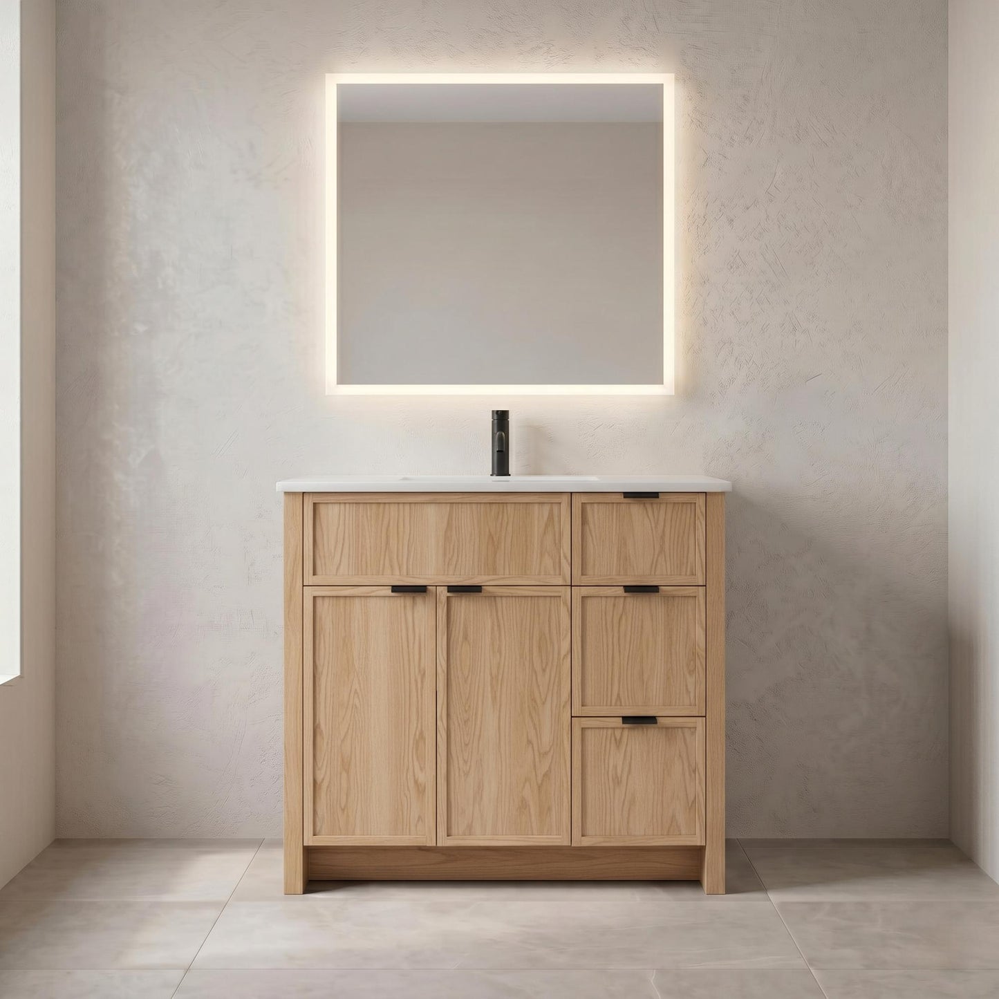 The Rosseau 36" White Oak Wood Bathroom Vanity