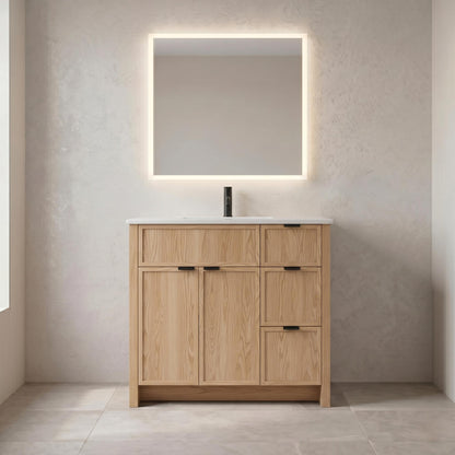 The Rosseau 36" White Oak Wood Bathroom Vanity