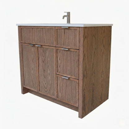 The Rosseau 36" White Oak Wood Bathroom Vanity