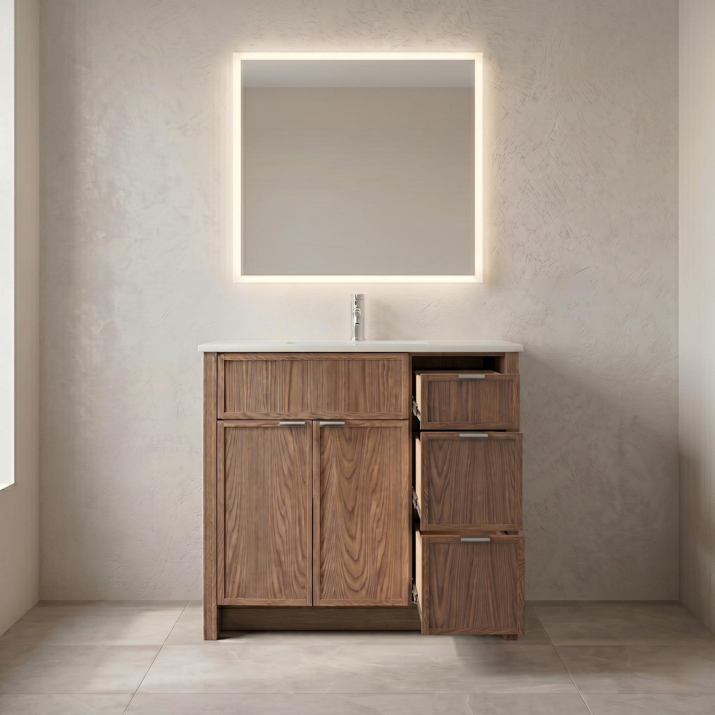 The Rosseau 36" White Oak Wood Bathroom Vanity