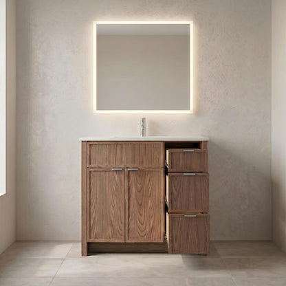 The Rosseau 36" White Oak Wood Bathroom Vanity