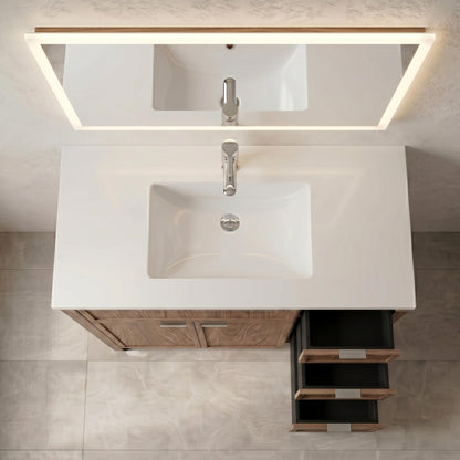 The Rosseau 36" White Oak Wood Bathroom Vanity