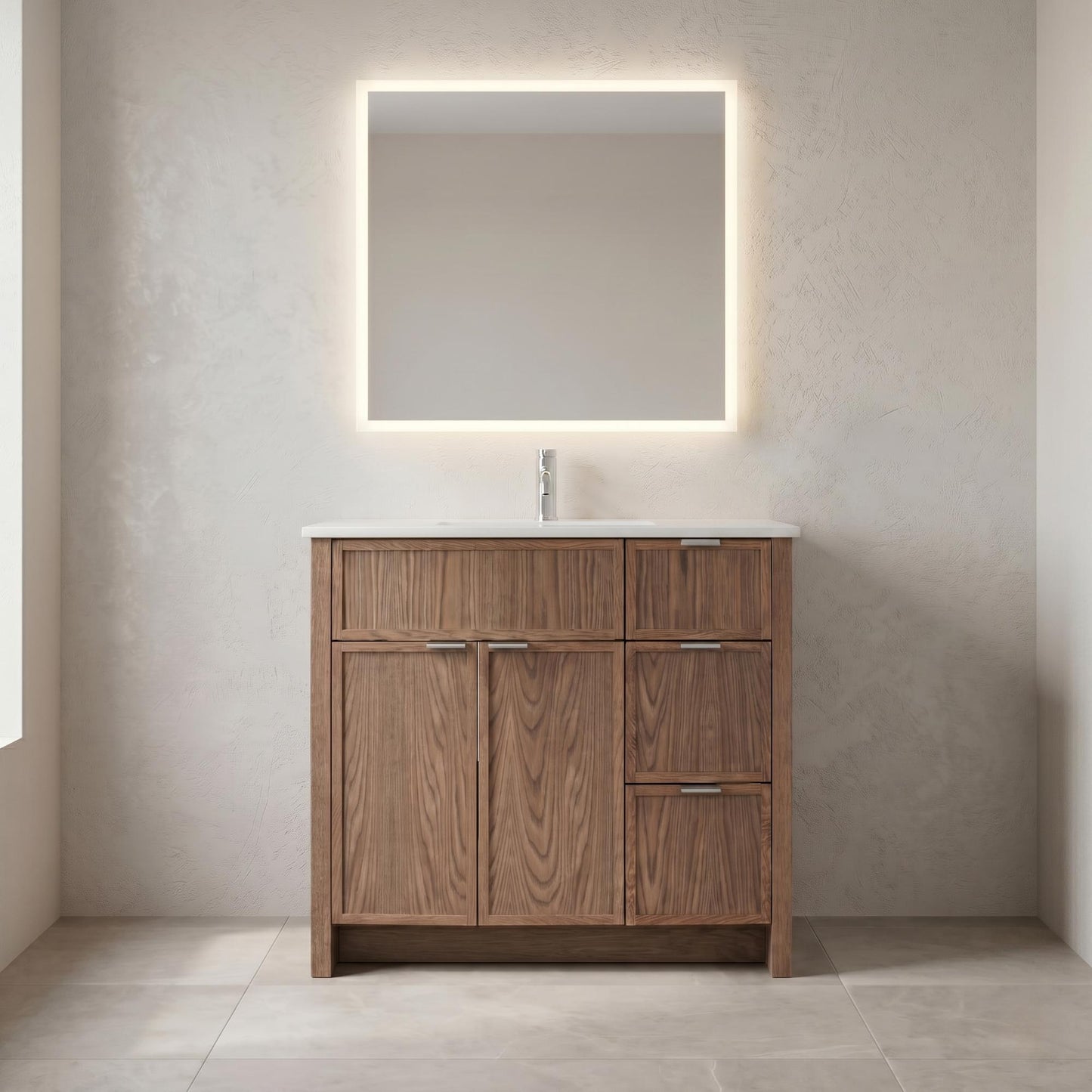 The Rosseau 36" White Oak Wood Bathroom Vanity