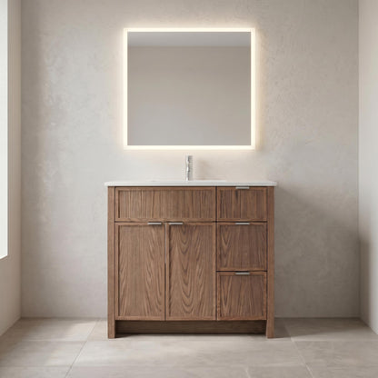 The Rosseau 36" White Oak Wood Bathroom Vanity