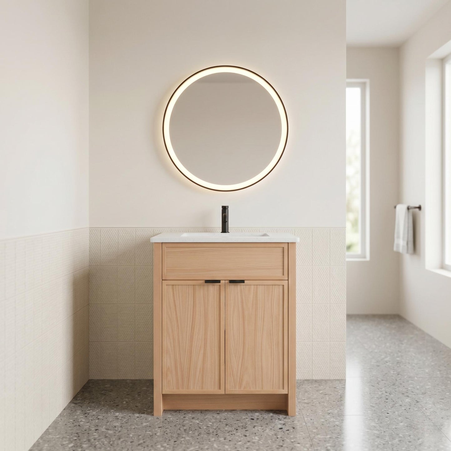 The Rosseau 30" White Oak Wood Bathroom Vanity