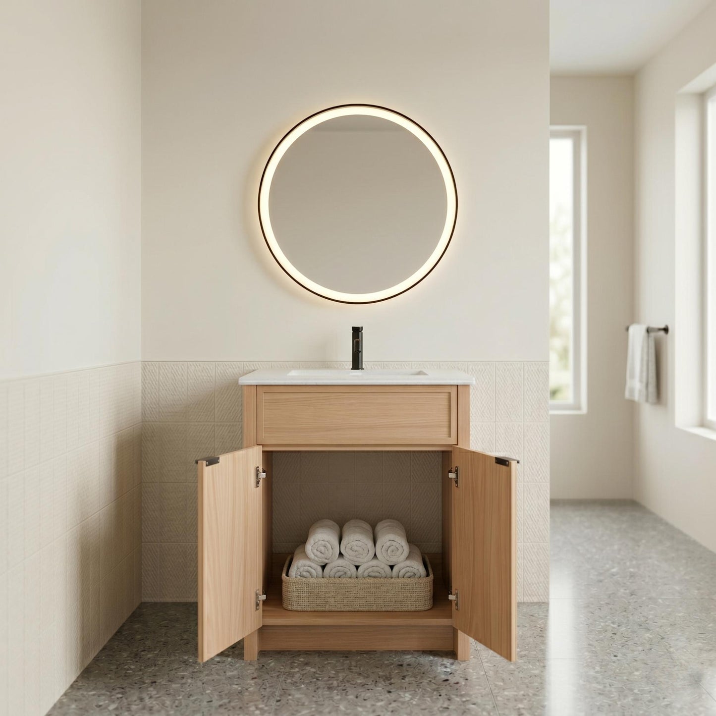 The Rosseau 30" White Oak Wood Bathroom Vanity